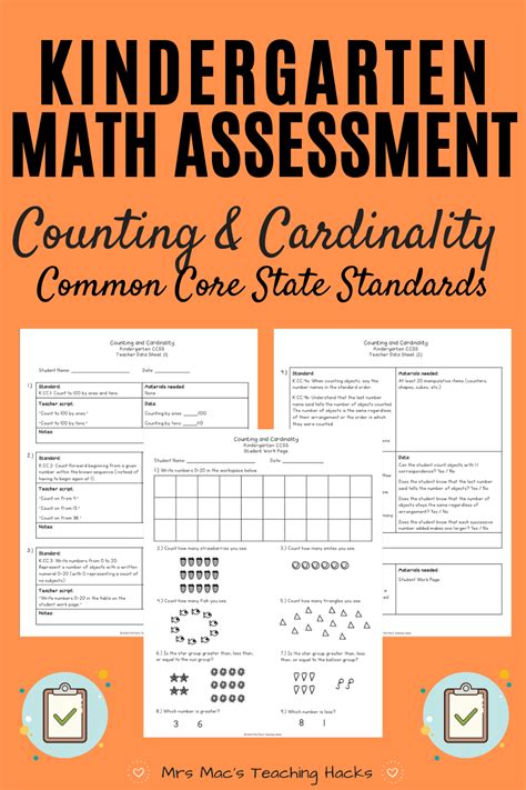 Kindergarten Math Assessment Counting And Cardinality Kindergarten
