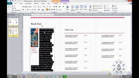 How To Create Brochures In Microsoft Publisher 2010 Price List Youtube
