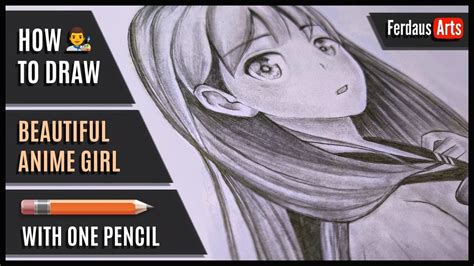 How To Draw Anime Girl Using One Pencil Step By Step