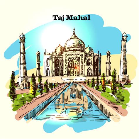 Ejemplo Del Vector Del Bosquejo Del Taj Mahal Ilustración Del Vector