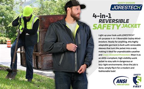 Jorestech Safety 4 In 1 Windbreaker Reversible Gray Jacket