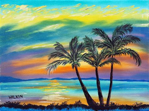 Tropical Sunset Painting By David Wilkin Fine Art America