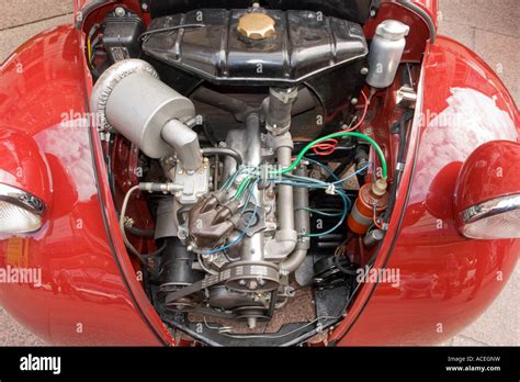 Classic Car Exposed Engine Stock Photo Alamy
