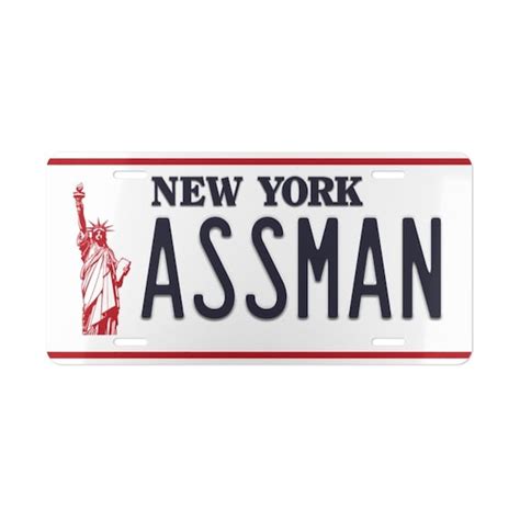 Assman Vanity Plate Assman New York Printed Aluminum License Etsy