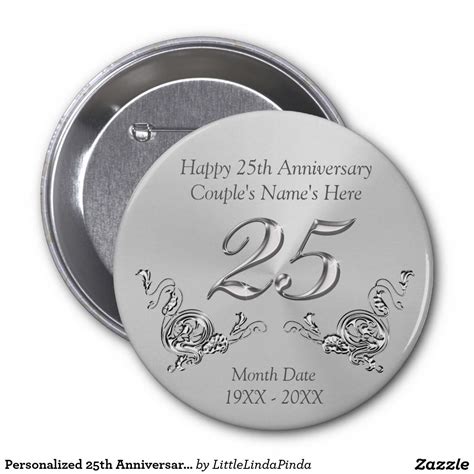 Personalized 25th Anniversary Pins Party Favors 25th