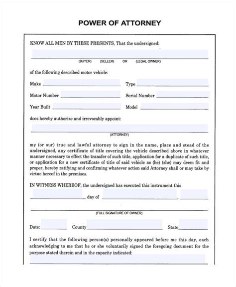Free Power Of Attorney Documents Printable
