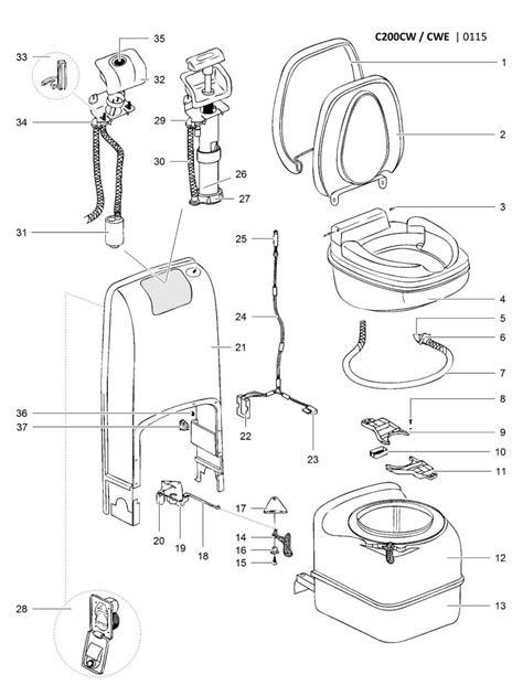 Diagram Thetford C200 Cw C200 Cwe Cassette Toilet Caravansplus