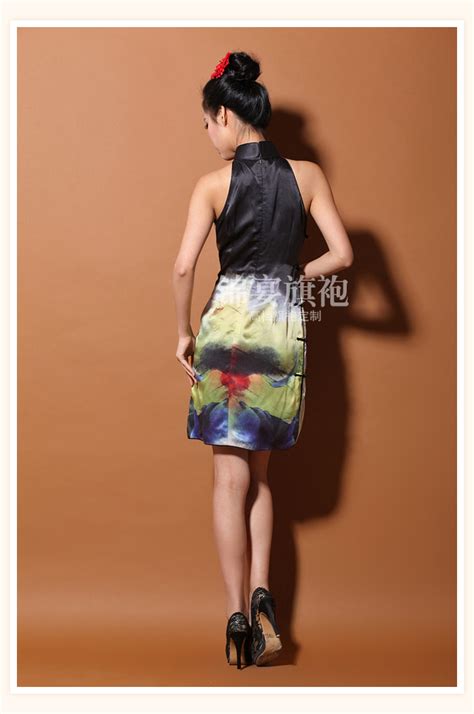 Custom Made Outstanding Lotus Flower Silk Cheongsam Qipao Dress Qipao