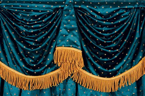 Five Teal And Gold Silk Damask Curtain Panels By Van Gregory