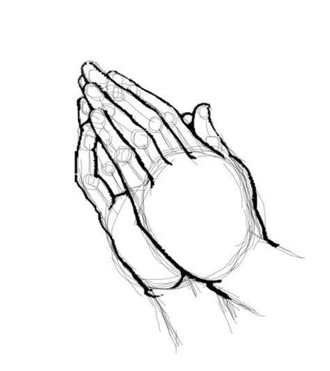 Continuous line drawing hands palms together praying vector. How to Draw Hands Praying