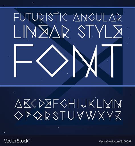 Linear Font Futuristic Angular Font Royalty Free Vector