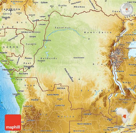 Physical Map Of Democratic Republic Of The Congo