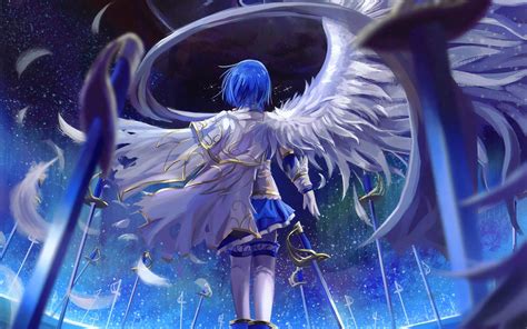 Angel Wings Blue Hair Sword Anime Wallpaper 1920x1200 683453 Wallpaperup