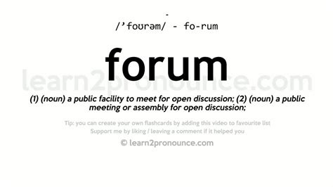 Pronunciation Of Forum Definition Of Forum Youtube