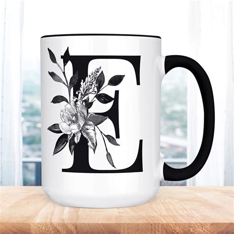 Maybe you would like to learn more about one of these? Monogram Coffee Mug Black Floral | Misted Ink Black and ...