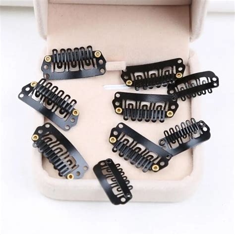 50pcs Black Hair Snap Clips For Extensions U Shape Clip Weave Toupee Wig 9 Teeth Clips Styling