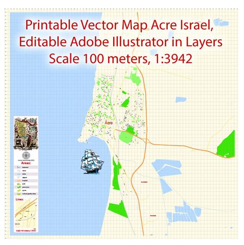 Acre Israel Map Maps In Vector Detailed Street Maps Illustrator Pdf