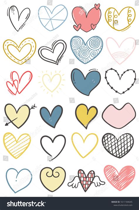 Collection Set Hand Drawn Scribble Hearts Stock Vector Royalty Free