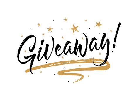 Giveaway Card Bannerbeautiful Greeting Scratched Calligraphy Black Text Word Gold Starshand