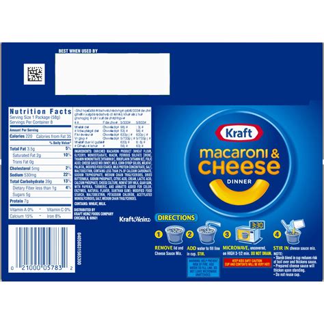 Kraft Macaroni And Cheese Nutritional Value Runners High Nutrition