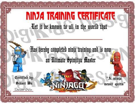 Please sign up below — you will receive an email to your inbox to confirm the subscription and then you will receive a second email. Lego Ninjago Birthday Ninja Training Certificate by ...
