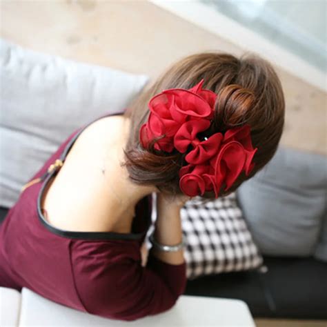Korean Style Large Flower Bows Hair Claws Women Solid Elegant Hairpins