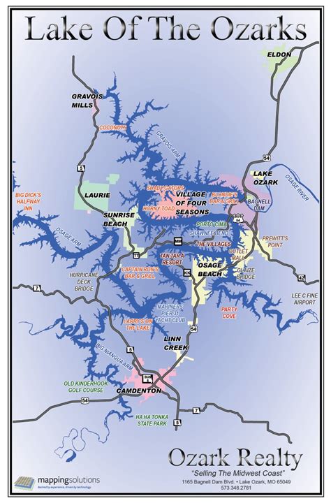 Map Of Lake Of The Ozarks With Mile Markers F