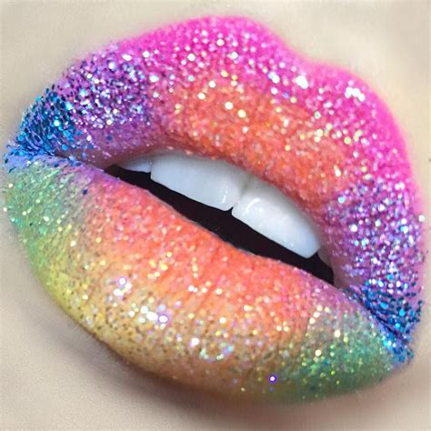 Instagram Photo By Amythemermaidx • Jun 26 2016 At 10 16pm Utc Glitter Lips Rainbow Lips