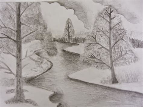 Scenery Drawing Pencil Shading Easy Pencil Drawings Of Landscapes