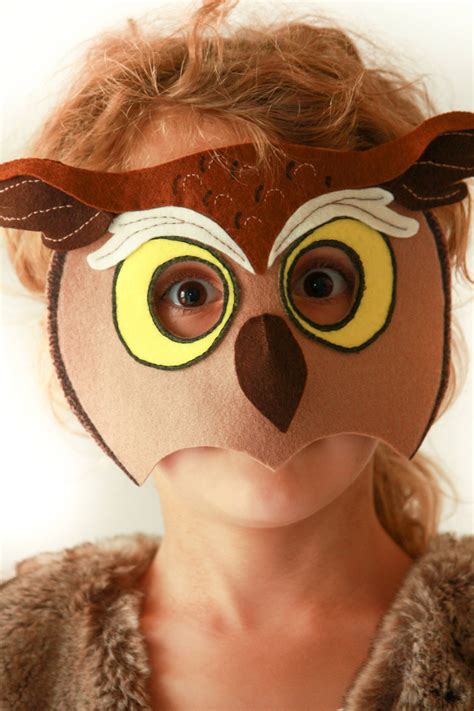 Owl Mask Pattern Horned Owl Diy Halloween Mask Etsy