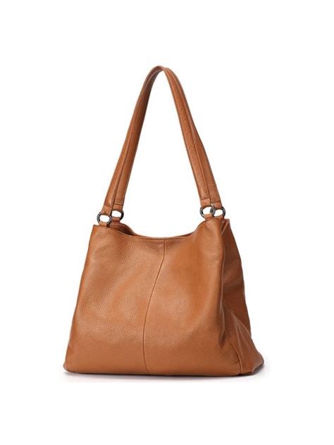 Wholesale Compartment Soft Top Grain Genuine Leather Large Hobo