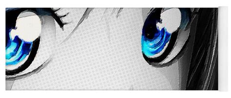 Anime Girl Eyes 2 Black And White Blue Eyes Yoga Mat For Sale By Tony