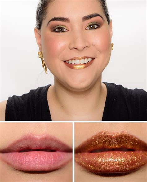 Too Faced Melted Gold Liquified Gold Lip Gloss Review Photos Swatches Pink Lip Color Lipstick