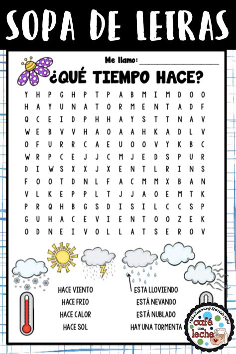 Sopa De Letras Del Tiempo Weather Word Search Activity In Spanish