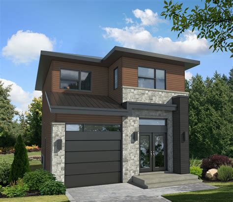 Plan 80784PM Compact Two Story Contemporary House Plan Narrow Lot