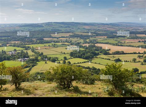 View From The Quantock Hills Somerset England Over Countryside Stock