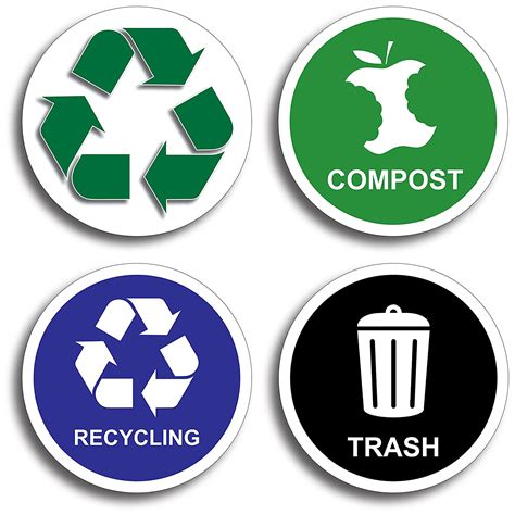 Buy 5 pack LARGE recycle symbol sticker for green, white, blue, recycling bins & containers for ...