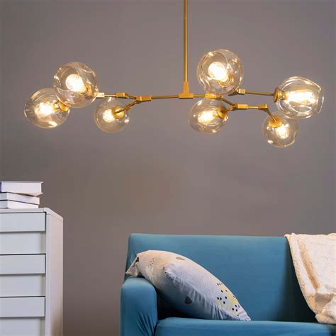 Lustre suspension dorée style floral 7 boules - Ofélia