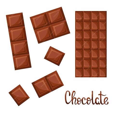 Un Conjunto De Barras De Chocolate Sobre Un Fondo Blanco Ilustración