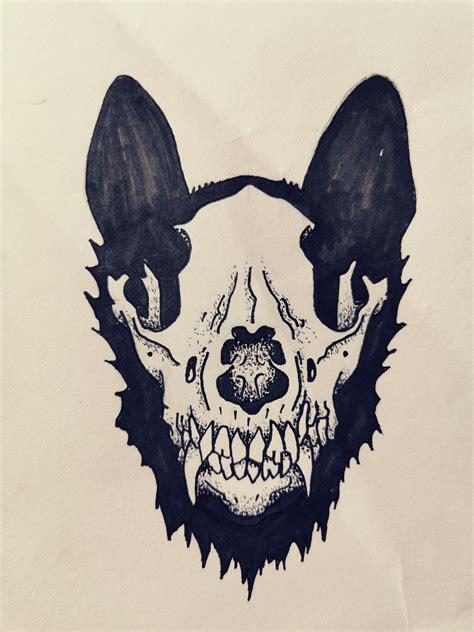 Dog Skull Germanshepperd Drawing Dog Skull Animal Skull Drawing