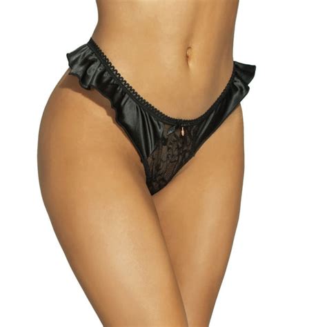 Lacy Line Lacy Line Sexy Classic High Waist Ruffle Satin Thong