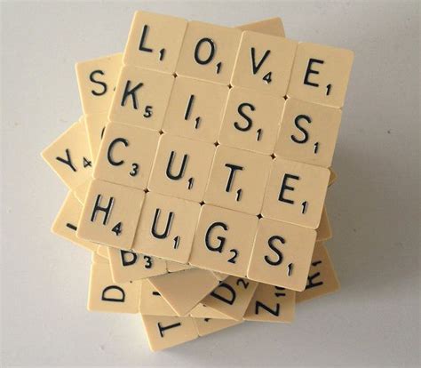 Upcycled Set Of 6 Scrabble Coasters Scrabble Letter Crafts Scrabble