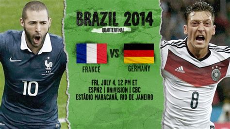 {{ mactrl.hometeamperformancepoll.totalvotes + mactrl.awayteamperformancepoll.totalvotes }} votes. France vs. Germany: 2014 FIFA World Cup | Quarterfinal ...