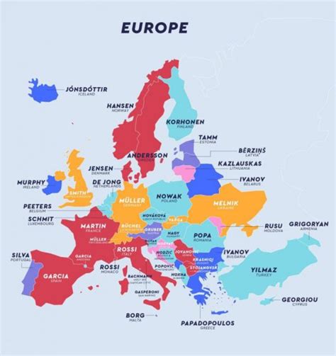 Map Shows The Most Common Surnames Around The World