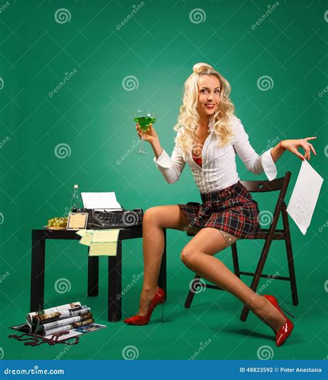 Girl Reception Desk Stock Image 52394227