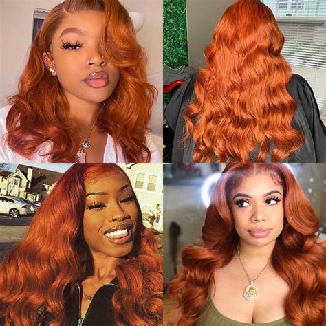 Ginger Color 13x4 Lace Front Wig Body Wave Transparent Frontal Wig