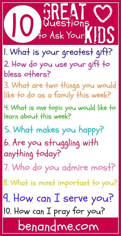 Q Is For 10 Great Questions To Ask Your Kids Ben And Me Kids