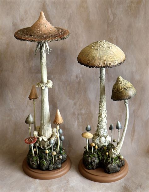Two Large Mushroom Sculptures Mushroom Crafts Clay Art Clay Crafts