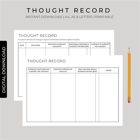 Thought Record Cbt Thought Diary Narcissistic Abuse Recovery Printable