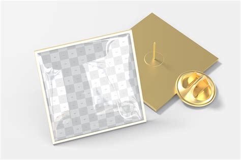 Square Enamel Pins Psd Mockup Original Mockups